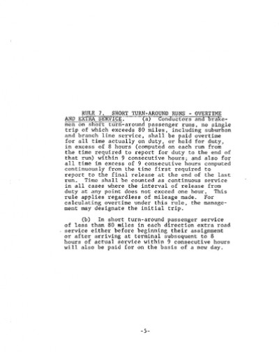 Rule 7: Short Turn- Around Runs- Overtime and Extra Service