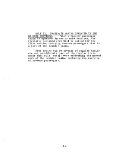 Rule 22: Passenger Trains Operated in Two or More Sections