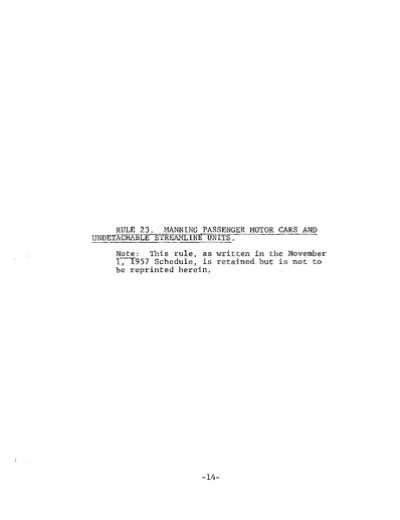 Rule 23: (Pilots) Manning Passenger Motor Cars and Undetachable Streamline Units