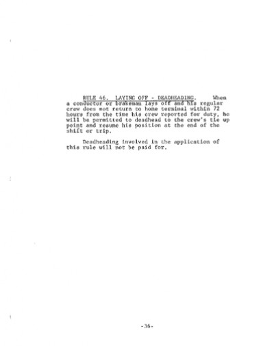 Rule 46: Deadheading- Laying Off