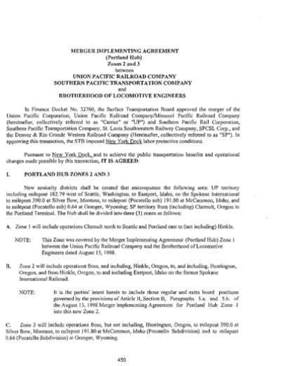 PORTLAND HUB IMPLEMENTING AGREEMENT: ZONE 2 & 3 BLE